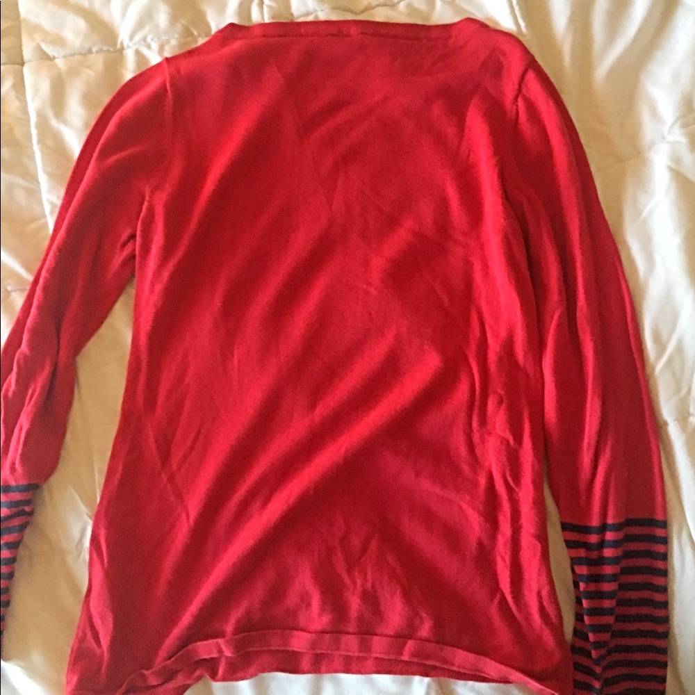 Preppy Red Sweater with Black and Gold Detail
